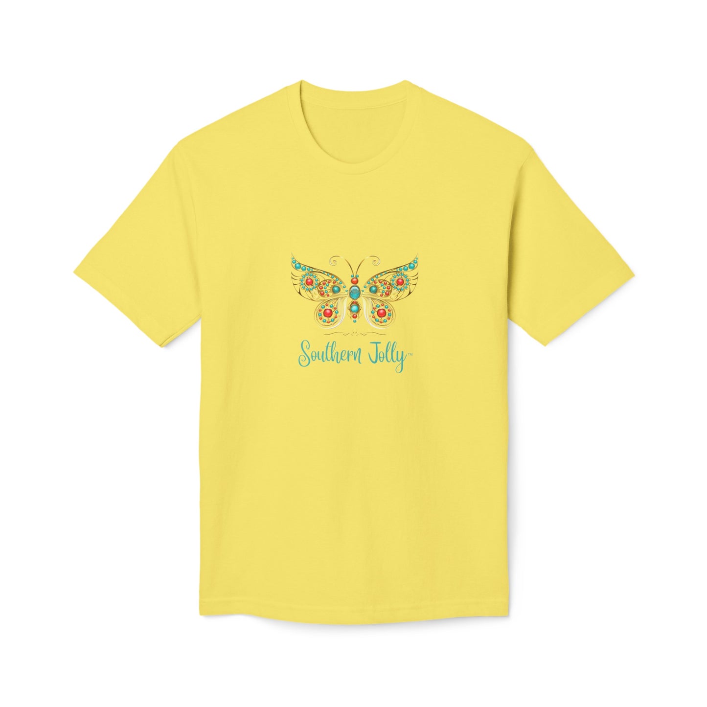 Cotton T-Shirt Featuring a Butterfly Design. Made in the USA.