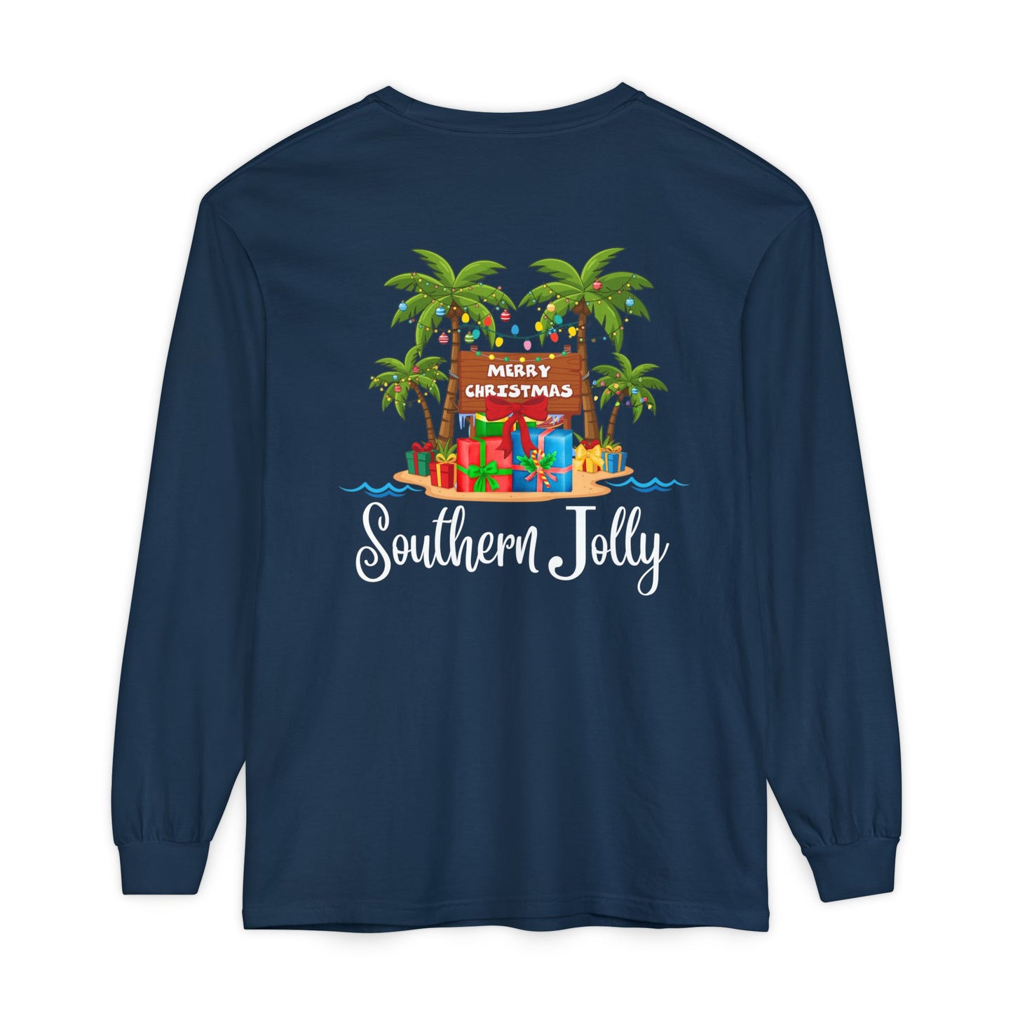 Christmas Long Sleeve T-Shirt Featuring Palm Trees