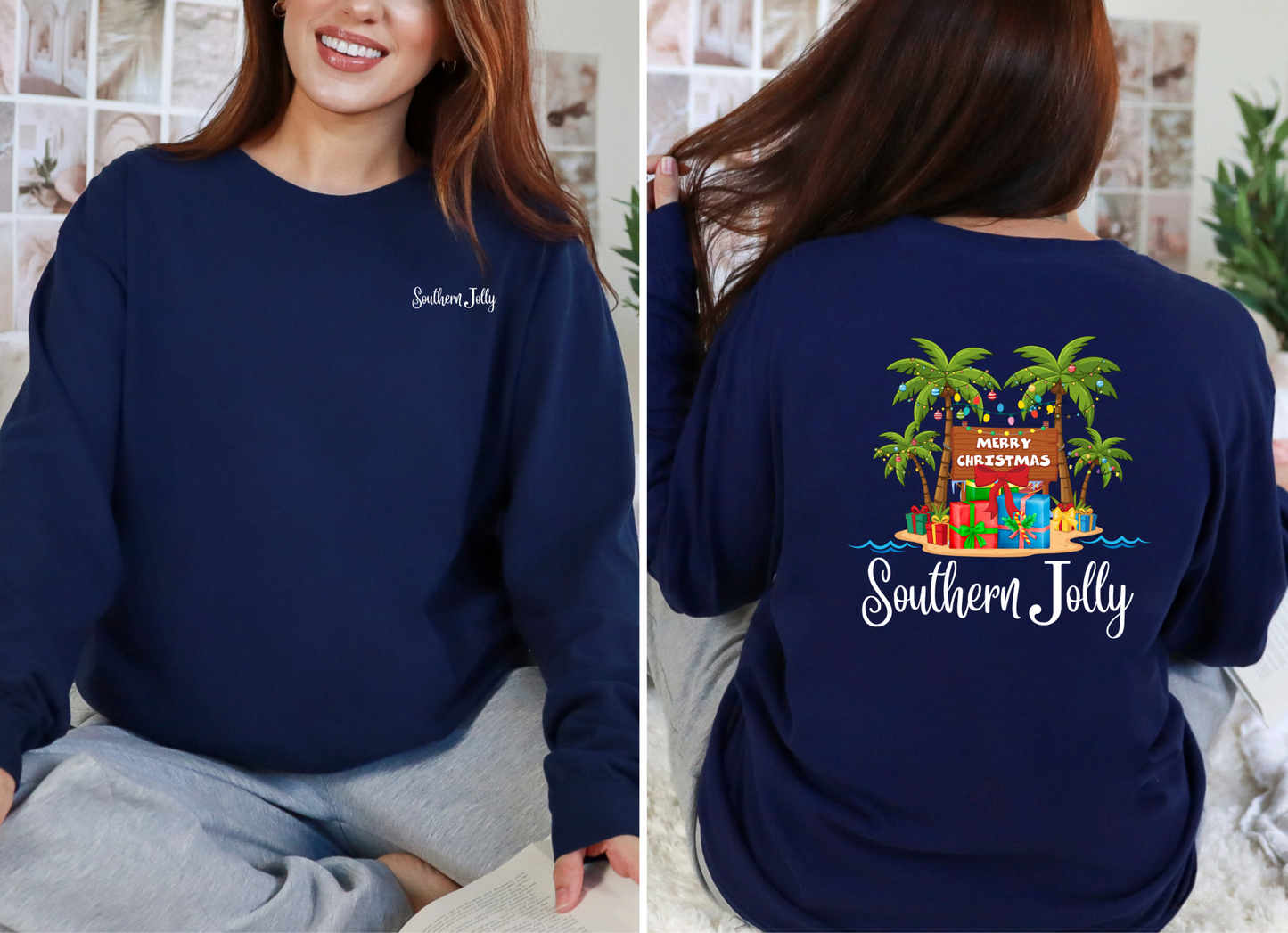 Christmas Long Sleeve T-Shirt Featuring Palm Trees