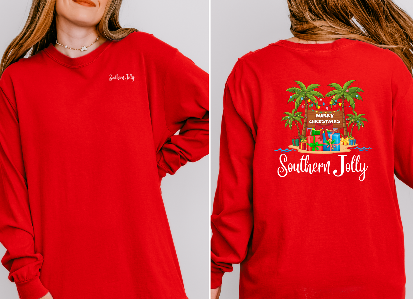 Christmas Long Sleeve T-Shirt Featuring Palm Trees