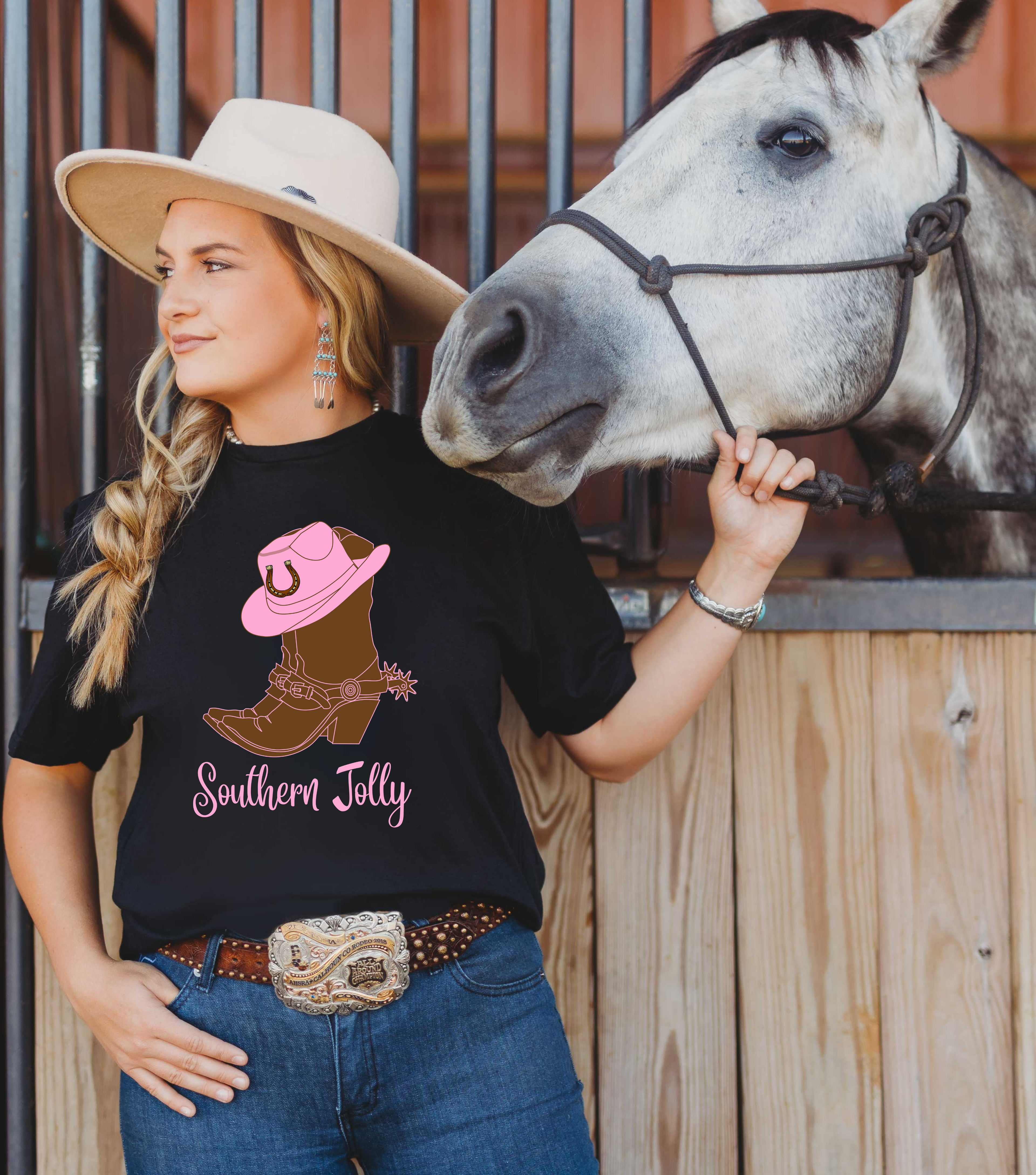 Cowgirl T-Shirt Featuring Southern Jolly Text